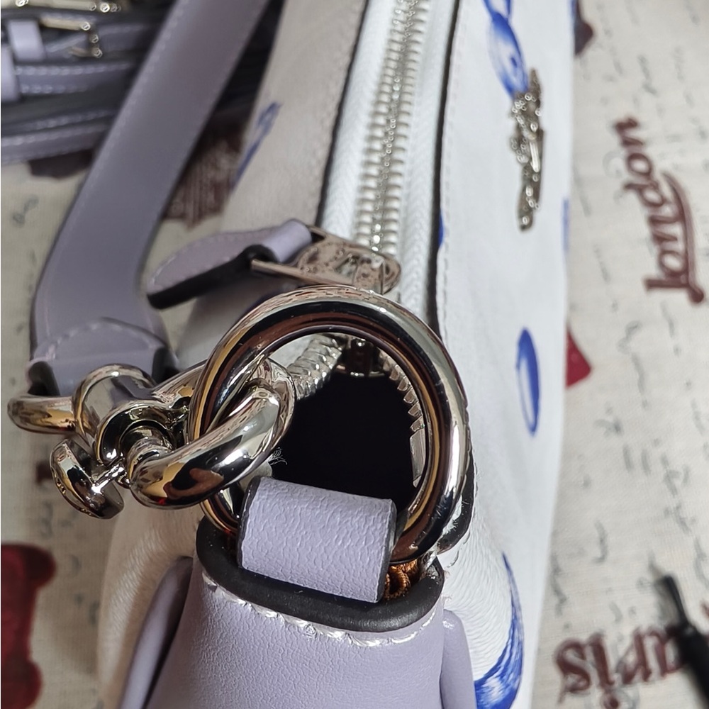 COACH White Shoulder Bag with Blue Berry Print - Picture 10 of 10